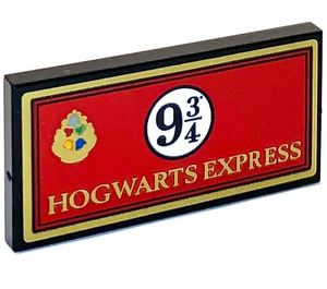 LEGO Zwart Tegel 2 x 4 met 9 3/4 Hogwarts Express Sticker (87079)