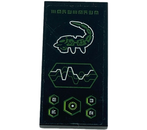LEGO Black Tile 2 x 4 with Alien Characters and Hexagons Sticker (87079)