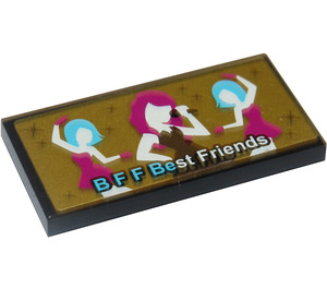 LEGO Schwarz Fliese 2 x 4 mit "B F F BEST FRIENDS" From set 41106 Aufkleber (87079)