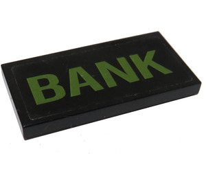 LEGO Black Tile 2 x 4 with "Bank" Sticker (87079)