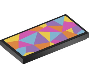 LEGO Black Tile 2 x 4 with Bright Coloured Triangles Sticker (87079)