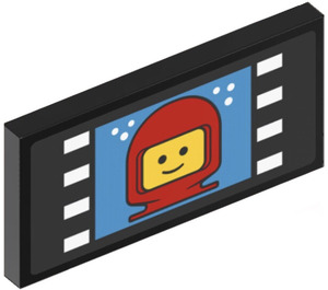 LEGO Black Tile 2 x 4 with Classic Spaceman Head Sticker (87079)