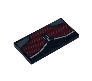 LEGO Black Tile 2 x 4 with Dark Red and Silver Body Armor Panel Sticker