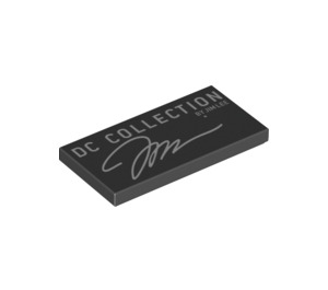 LEGO Black Tile 2 x 4 with 'DC COLLECTION BY JIM LEE' and Signature (87079 / 100577)