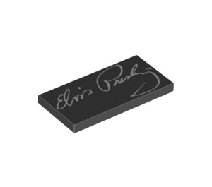 LEGO Černá Dlaždice 2 x 4 s Elvis Presley Signature (73883 / 87079)