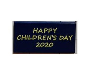 LEGO Schwarz Fliese 2 x 4 mit 'HAPPY CHILDREN'S Tag 2020' (87079)