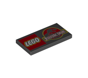 LEGO Svart Tile 2 x 4 med LEGO og Jurassic Park Logos (72406 / 87079)