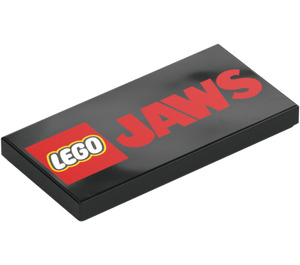 LEGO Black Tile 2 x 4 with Lego Logo and 'JAWS' (87079 / 108251)