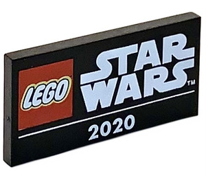 LEGO Black Tile 2 x 4 with Lego / StarWars Logos and "2020" (67333 / 87079)