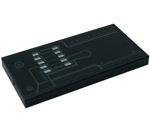 LEGO Black Tile 2 x 4 with Lines and Silver Cylinders Sticker (87079)