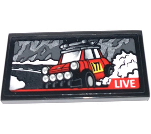 LEGO Noir Tuile 2 x 4 avec Live TV Screen Mini dans rouge Autocollant (87079)