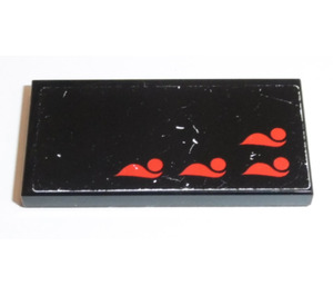LEGO Black Tile 2 x 4 with Red Balls and Flames (Left) Sticker (87079)