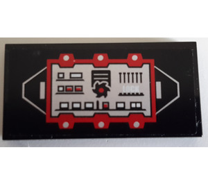LEGO Black Tile 2 x 4 with Red, Silver and Black Decorated Sticker (87079)