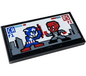 LEGO Schwarz Fliese 2 x 4 mit rot Skull, Captain America Aufkleber (87079)