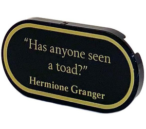 LEGO Black Tile 2 x 4 with Rounded Ends with "Has anyone seen a toad?" Hermione Granger Sticker (66857)