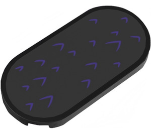 LEGO Black Tile 2 x 4 with Rounded Ends with Purple Feather Pattern Sticker