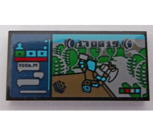 LEGO Schwarz Fliese 2 x 4 mit Screen TV Video Game Aufkleber (87079)