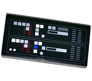 LEGO Black Tile 2 x 4 with Scythe Control Panel Sticker (87079)