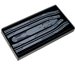 LEGO Black Tile 2 x 4 with Silver Cables Sticker (87079)