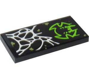 LEGO Black Tile 2 x 4 with Spider Symbol and Web (Left) Sticker (87079)