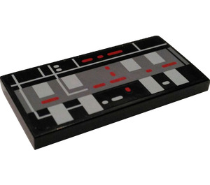 LEGO Black Tile 2 x 4 with Star Destroyer Circuits and Panels Sticker (87079)