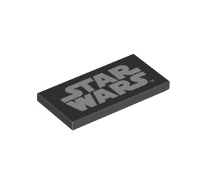 LEGO Black Tile 2 x 4 with White Star Wars Logo (69536 / 87079)