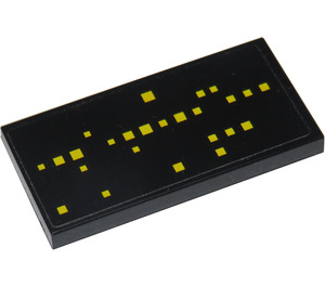 LEGO Black Tile 2 x 4 with Yellow Squares, Type 1 Sticker (87079)