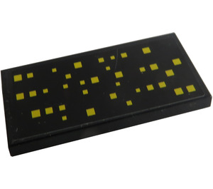 LEGO Black Tile 2 x 4 with Yellow Squares, Type 2 Sticker (87079)