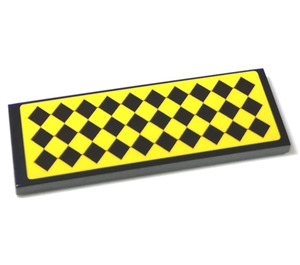LEGO Black Tile 2 x 6 with Black & Yellow Chequers Sticker (69729)