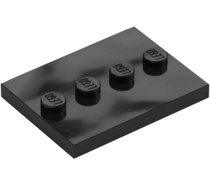 LEGO Schwarz Fliese 3 x 4 mit Vier Noppen (17836 / 88646)