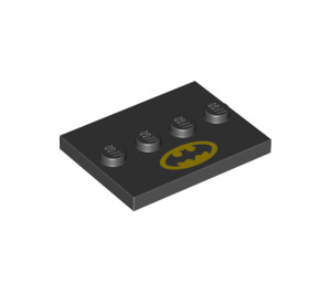 LEGO Musta Laatta 3 x 4 jossa Neljä Nupit jossa Batman logo (17836 / 36887)