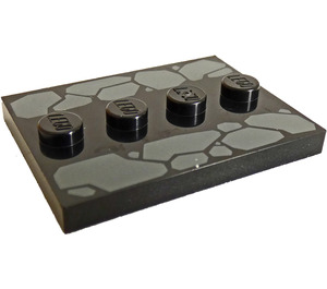 LEGO Black Tile 3 x 4 with Four Studs with Cobblestones (17836)