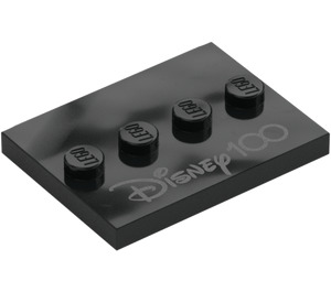 LEGO Black Tile 3 x 4 with Four Studs with 'Disney 100' (17836 / 102753)