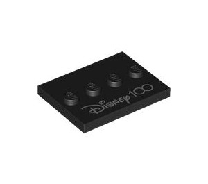 LEGO Black Tile 3 x 4 with Four Studs with 'Disney 100' (17836 / 102753)