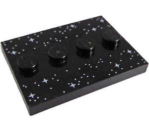 LEGO Black Tile 3 x 4 with Four Studs with Stars (17836)