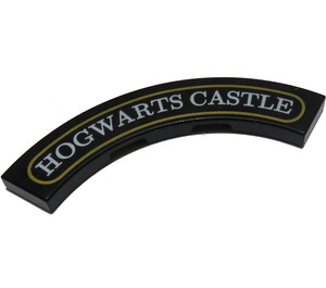 LEGO Black Tile 4 x 4 Curved Corner with Cutouts with Hogwarts Castle (27507 / 39758)