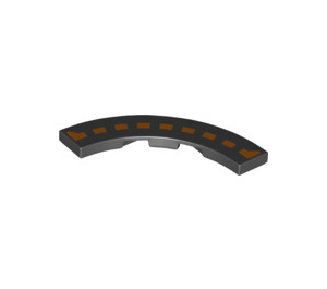 LEGO Black Tile 4 x 4 Curved Corner with Cutouts with Orange dotted Line (1395 / 1939)