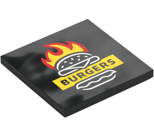 LEGO Black Tile 4 x 4 with "BURGERS" (1751 / 106410)