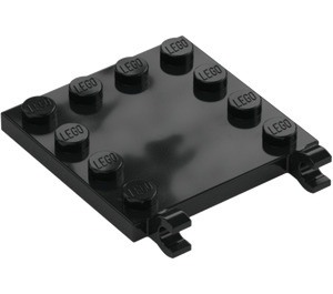 LEGO Zwart Tegel 4 x 4 met Clips en Rand Noppen (66252)