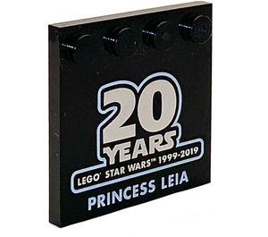 LEGO Noir Tuile 4 x 4 avec Goujons sur Bord avec 20 Years of LEGO Star Wars - Princess Leia (6179 / 50403)