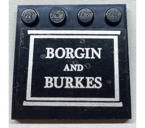 LEGO Schwarz Fliese 4 x 4 mit Bolzen auf Kante mit Borgin und Burkes Aufkleber (6179)