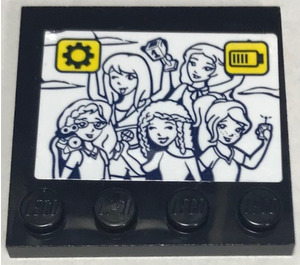 LEGO Black Tile 4 x 4 with Studs on Edge with Friends girls photo Sticker (6179)