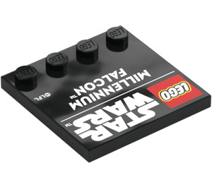 LEGO Black Tile 4 x 4 with Studs on Edge with ‘Star Wars Millennium Falcon’ (6179 / 108331)