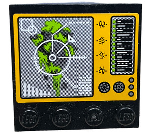 LEGO Czarny Gładka płytka 4 x 4 z Szpilki NA Krawędź z Target Screen I Control Płyta Naklejka (6179)