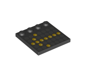 LEGO Black Tile 4 x 4 with Studs on Edge with Yellow Left Arrow Dots and Gray Dots (6179 / 21507)