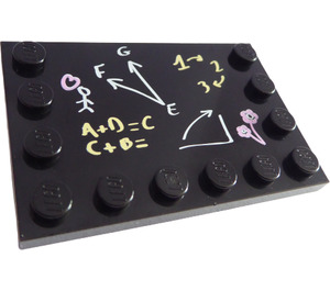 LEGO Noir Tuile 4 x 6 avec Goujons sur 3 Edges avec Blackboard et Chalk (6180 / 99944)