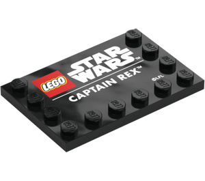 LEGO Nero Piastrella 4 x 6 con Bottoncini su 3 Edges con 'Capitano Rex' e Star Wars logo (6180 / 102786)