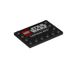 LEGO Black Tile 4 x 6 with Studs on 3 Edges with 'Captain Rex' and Star Wars Logo (6180 / 102786)