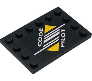 LEGO Noir Tuile 4 x 6 avec Goujons sur 3 Edges avec "Code Pilot" Autocollant (6180)