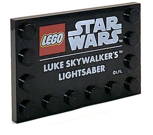 LEGO Black Tile 4 x 6 with Studs on 3 Edges with Edge Studs and 'Luke Skywalker's Lightsaber' (6180 / 80520)